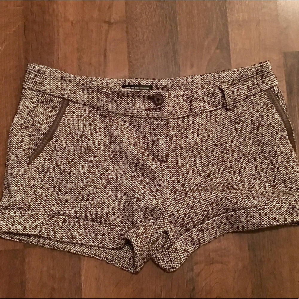 Brown and White Tweed Shorts