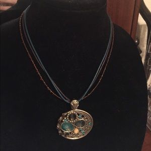 3-strand Blue & Brown Necklace