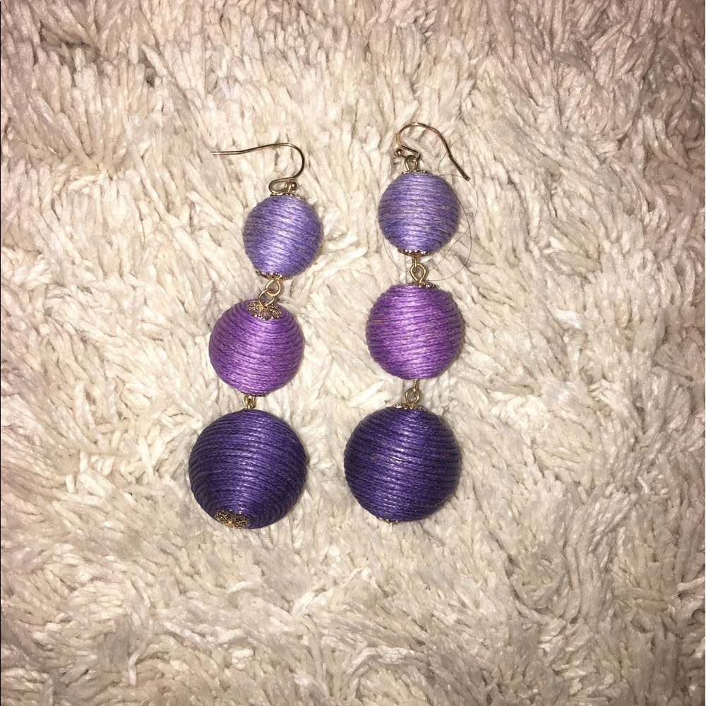 Purple balls dangle earrings