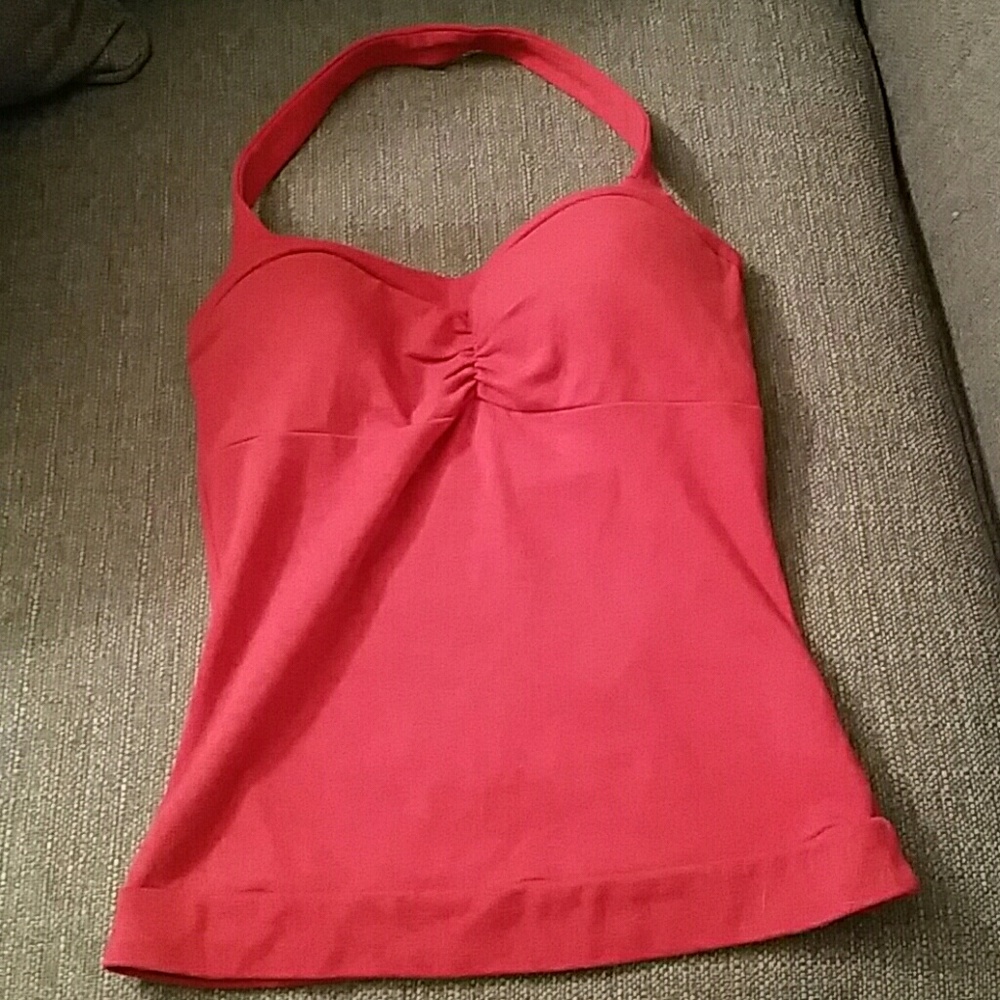 Red halter top.
