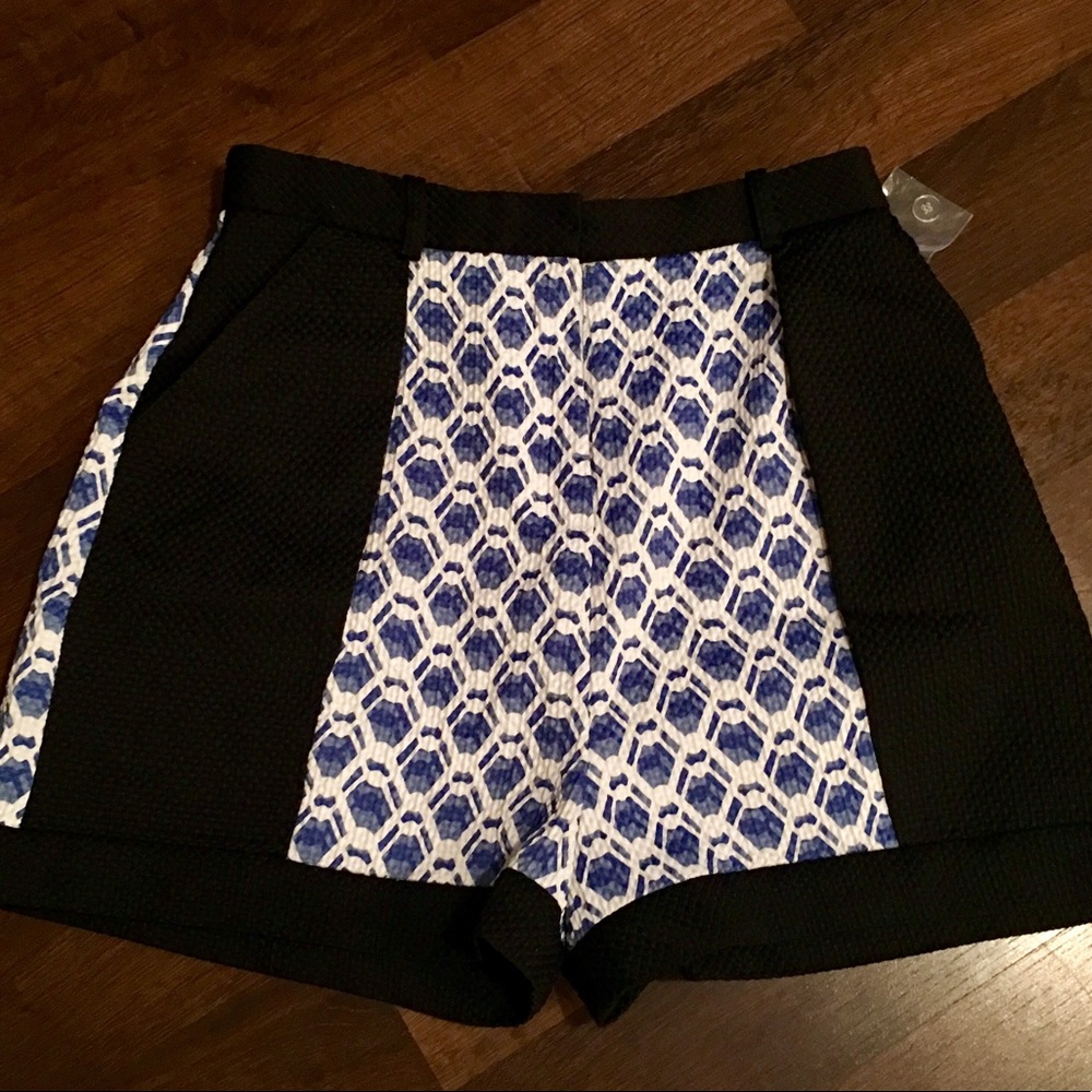 Black Shorts with Royal and White print