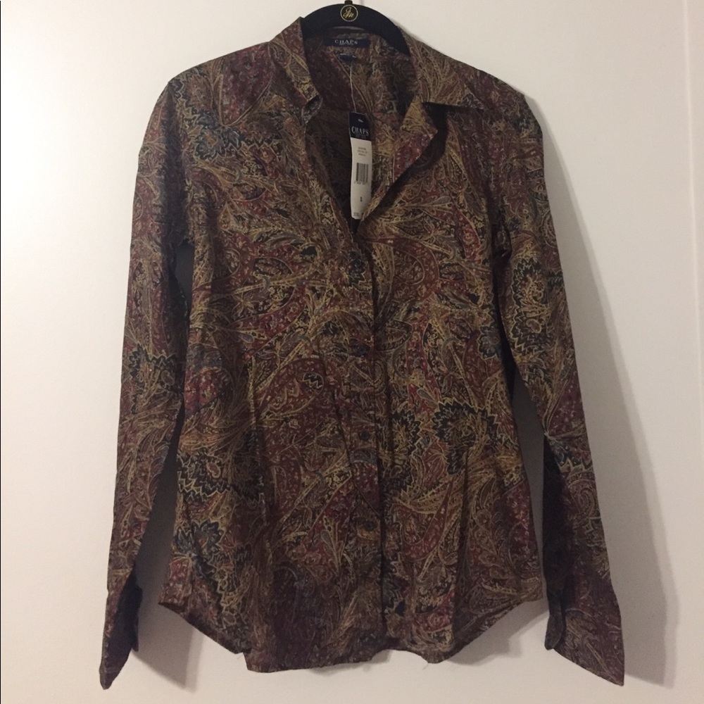 Chaps Paisley Button Down Top