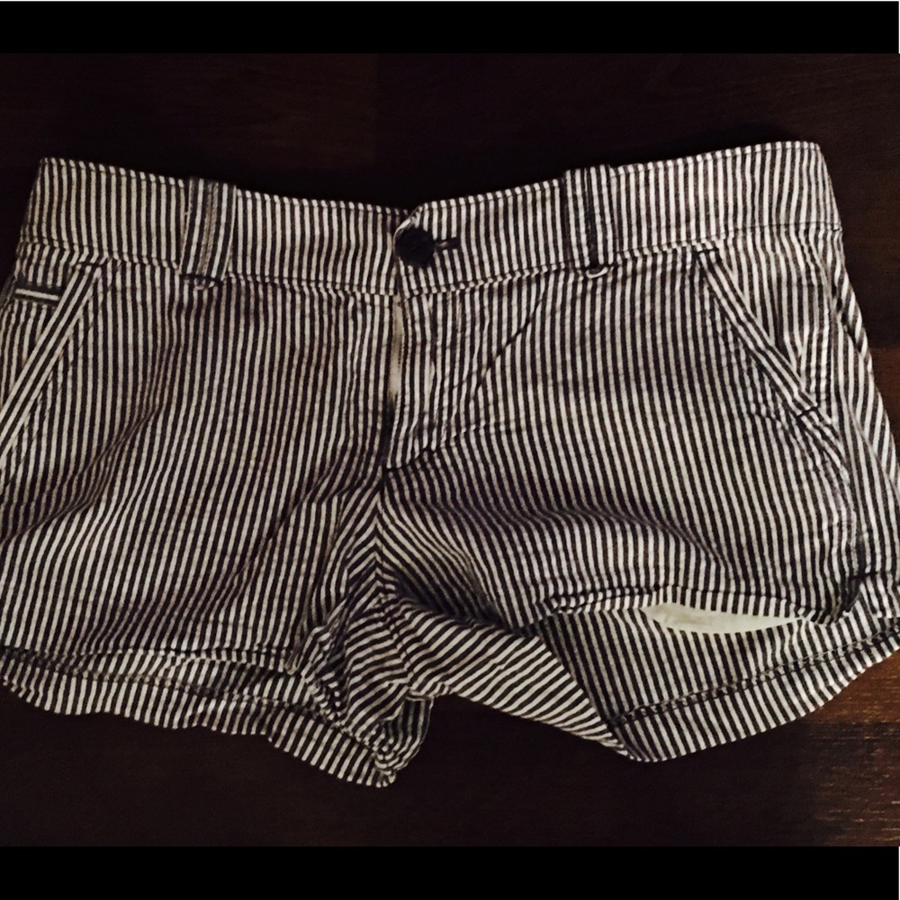 Blue and White Striped Shorts