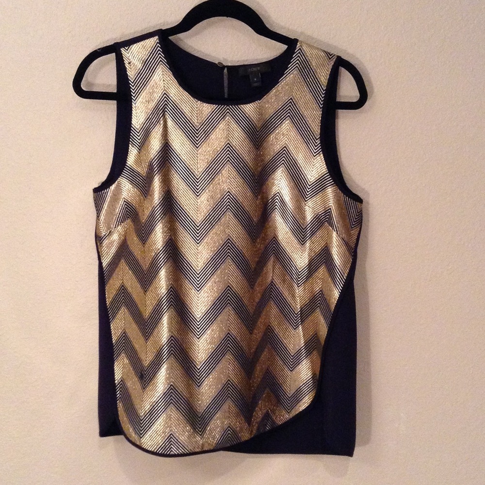 gold & navy top