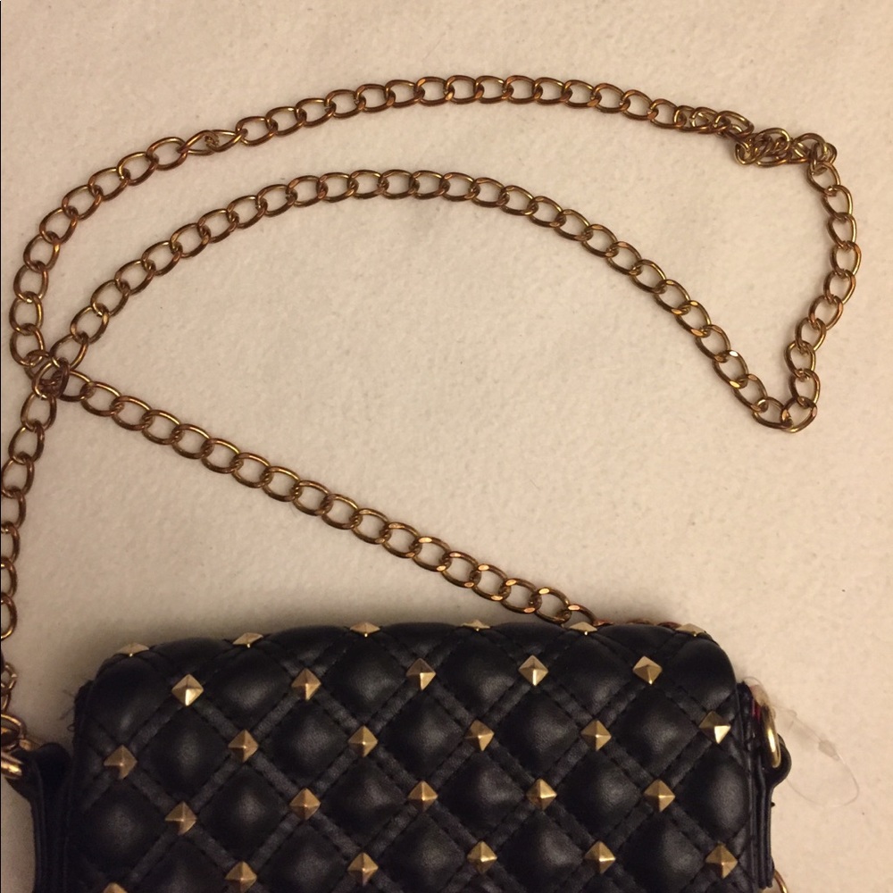 Black/gold cross body bag with pink interior - Picture 4 of 8