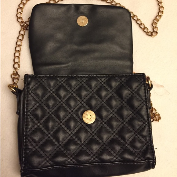 Black/gold cross body bag  with pink interior - Picture 6 of 8