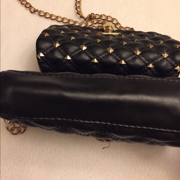 Black/gold cross body bag  with pink interior - Picture 8 of 8