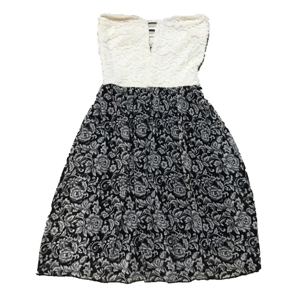 Blue Small Floral Strapless Dress