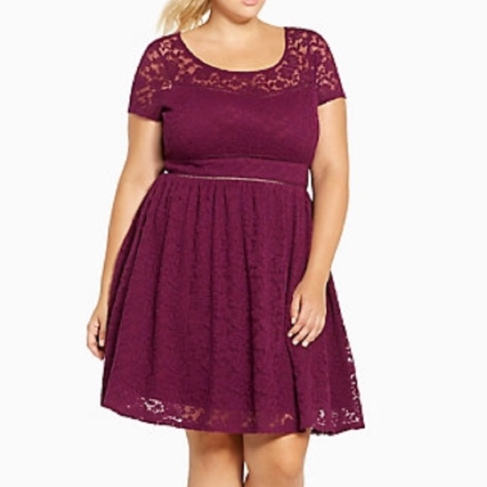 Torrid Lace Overlay Skater Dress