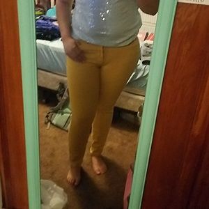 Loft skinny jeans yellow and purple