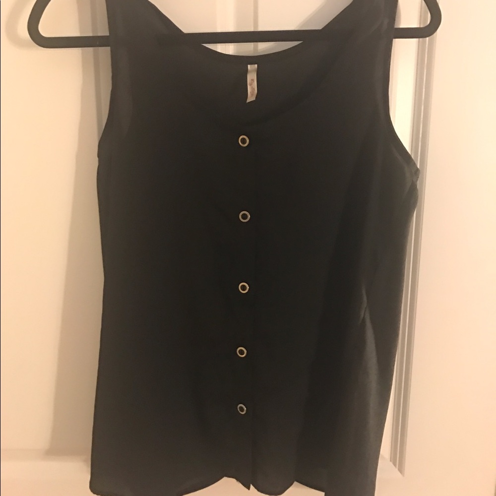 Black draped open back blouse