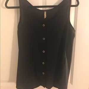 Black draped open back blouse