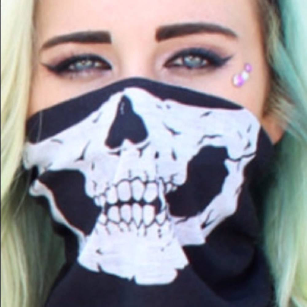 Skeleton black dust mask 😷 rave face bandana
