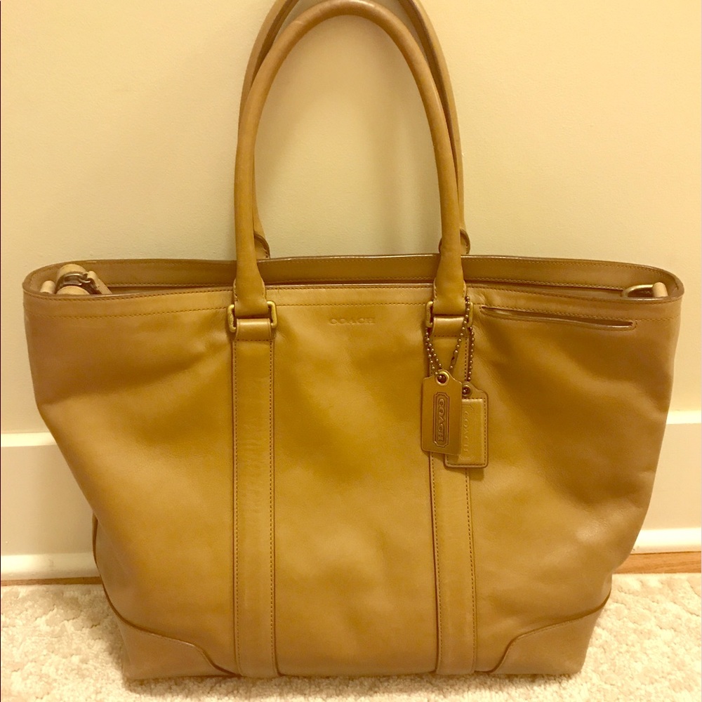 Tan Leather Coach Tote Purse