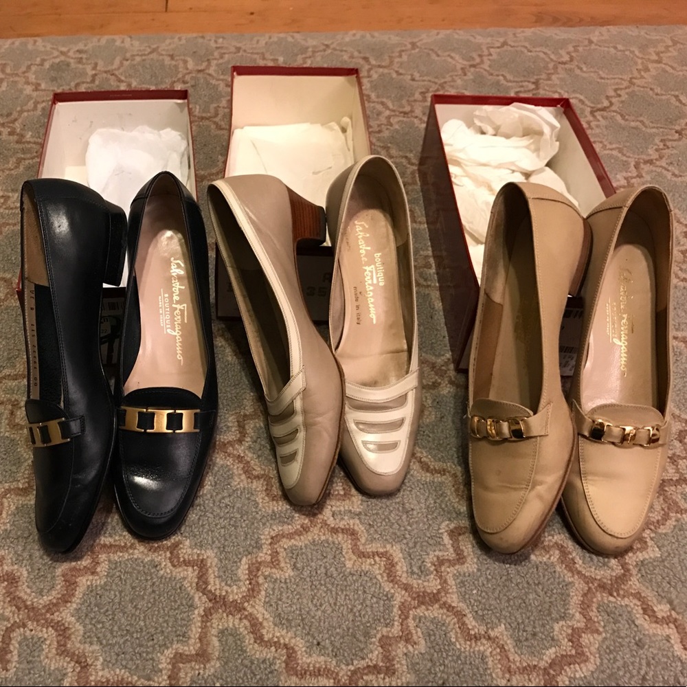 3 pairs of Salvatore Ferragamo size 8 shoes!!