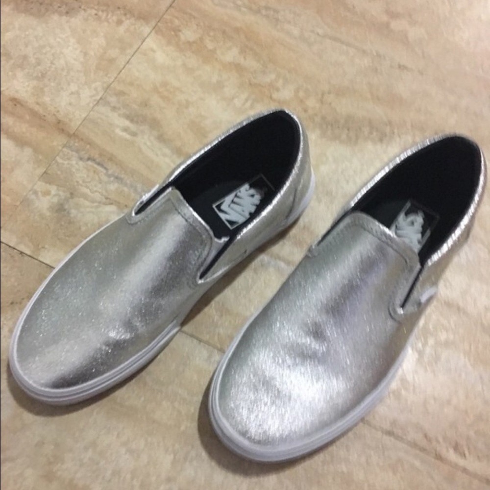 Silver vans slip on