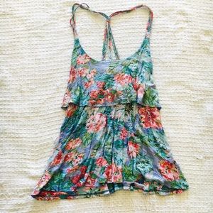 Floral Strappy Back Tank Top