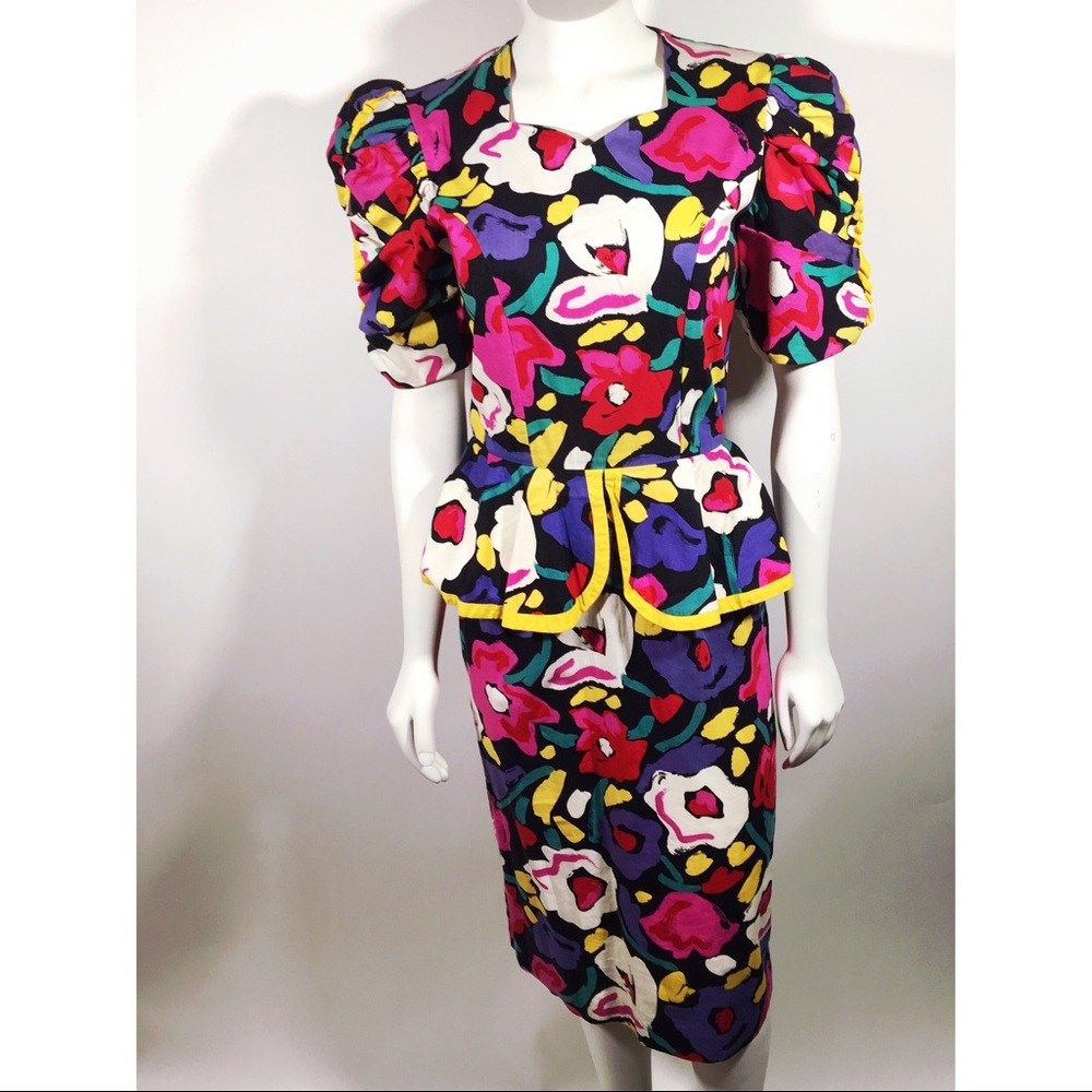 Vintage floral peplum dress
