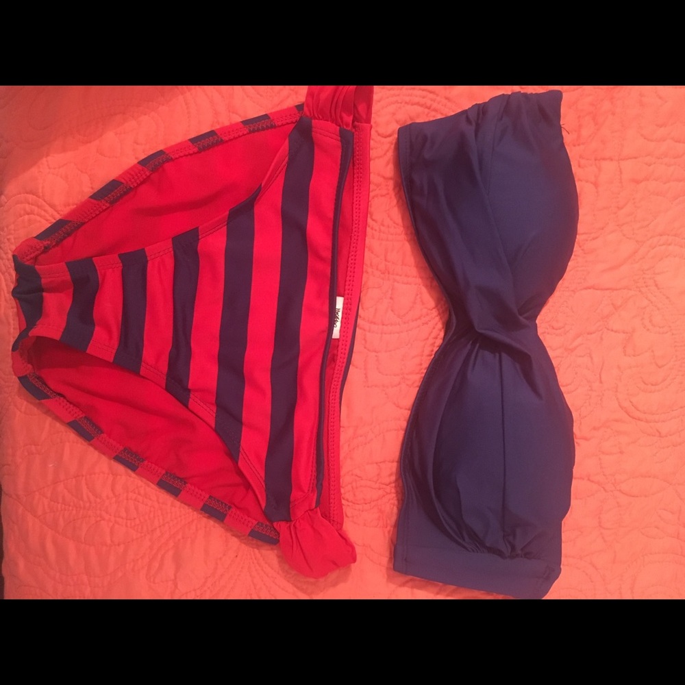 Navy and red bikini