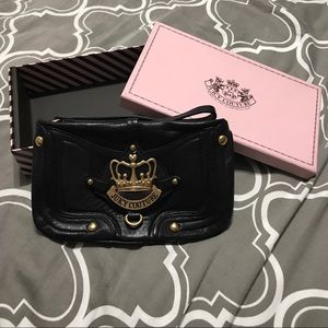 Juicy Couture black leather wristlet