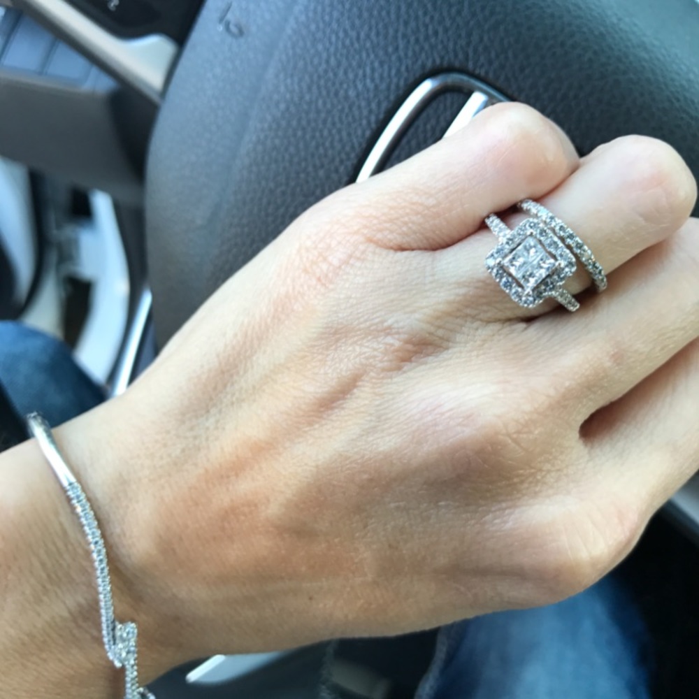 Princess cut antique setting diamond wedding set