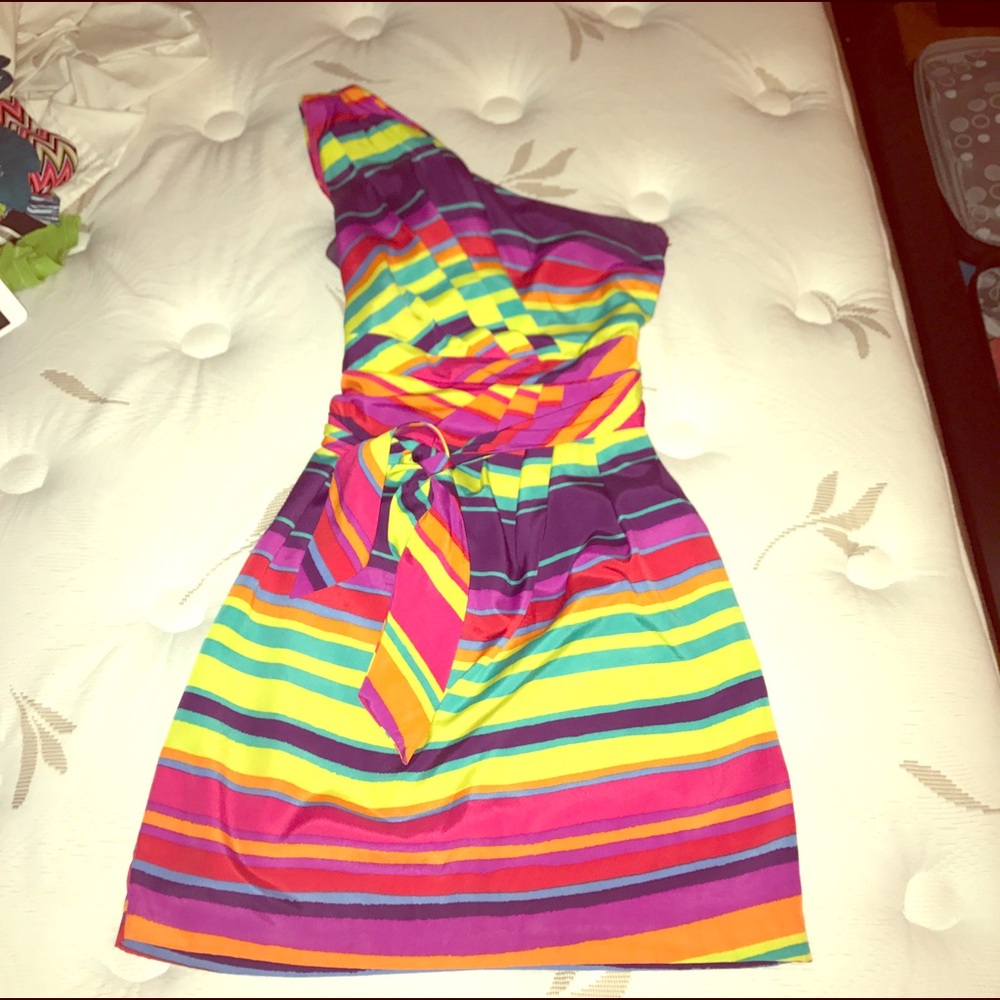 One shoulder stripe dress Maurice's