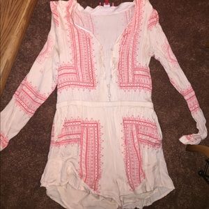 Saks Fifth Avenue Red pink and ivory romper