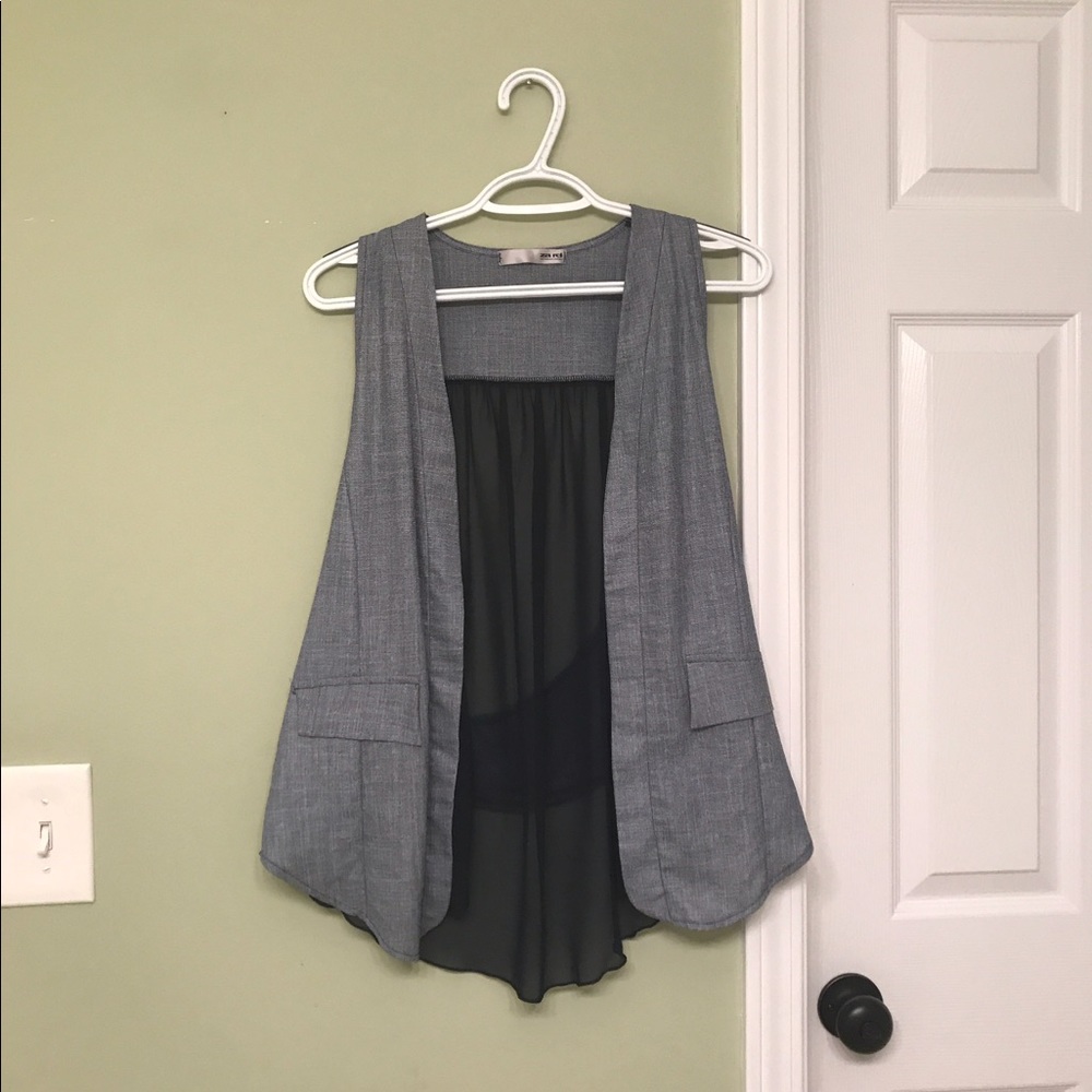 Long Blue Cardigan with Black Mesh