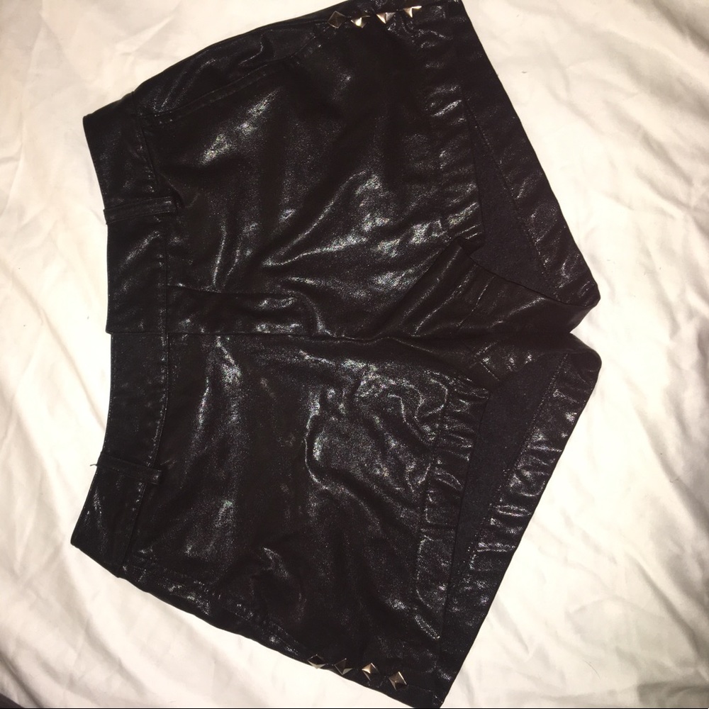 Faux leather shorts