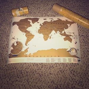 16.5"x11.7" Scratch Map Travel Edition in Gold
