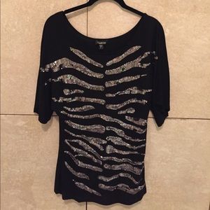 Bebe like new black and silver sequin top small