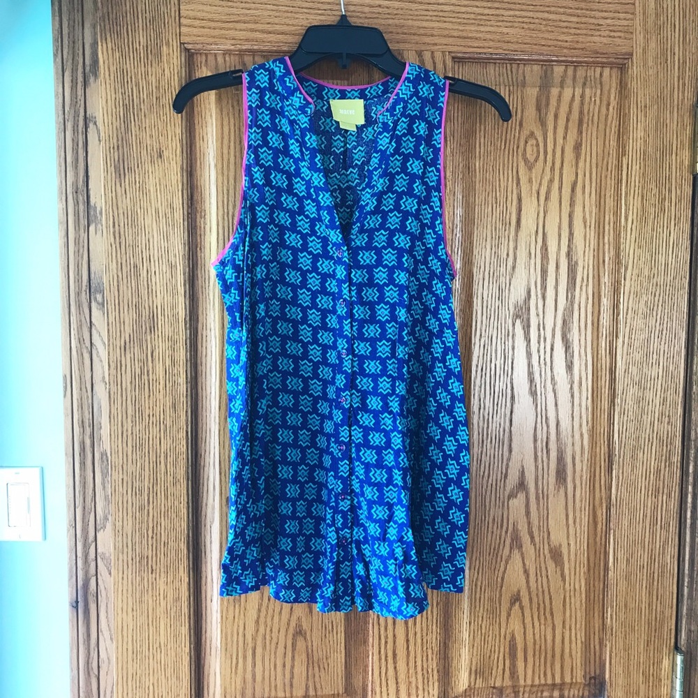 Maeve bright tribal print button down tank