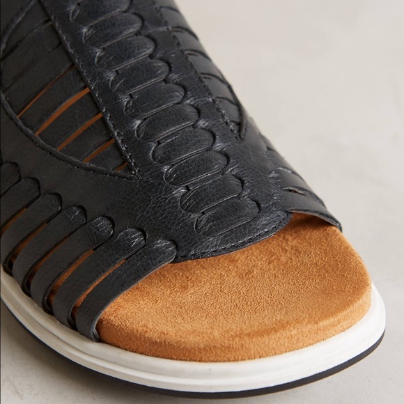Black Woven Leather Slip On Sandal - Picture 3 of 7