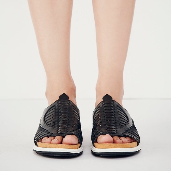 Black Woven Leather Slip On Sandal - Picture 7 of 7
