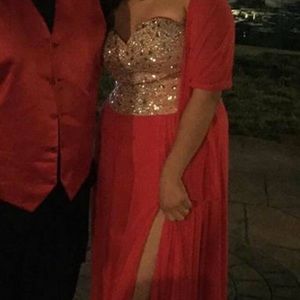 Red slit dress
