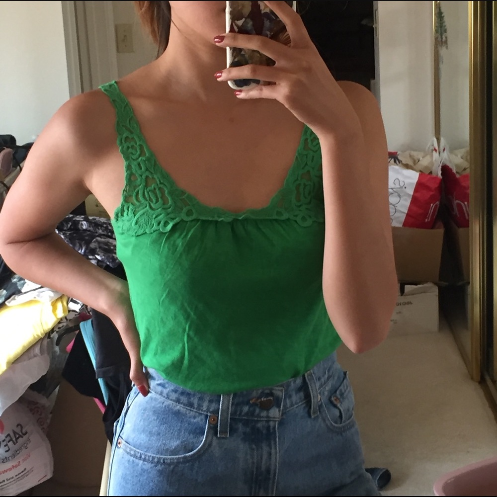 NWOT A&F floral crochet ruffle tank