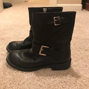 H&M Black Leather Moto Boot