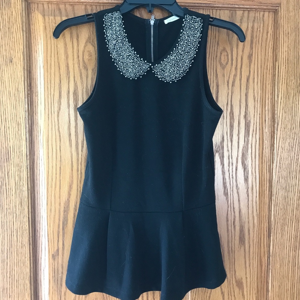 Soprano peplum top with beaded collar