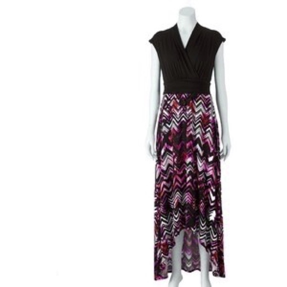 Jersey Knit, High Low, Faux Wrap Maxi Dress, Large - Picture 1 of 3