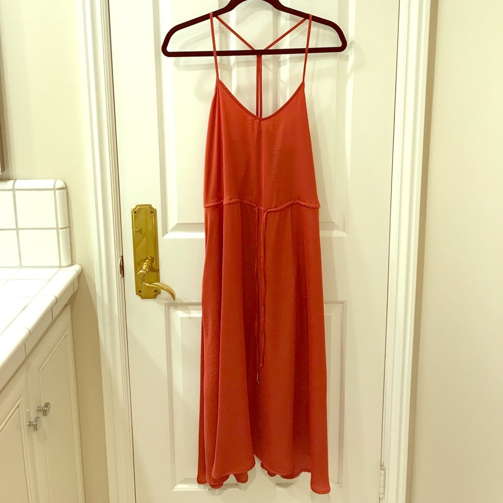 Banana Republic Flowy Midi Dress in Rust