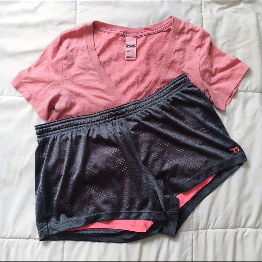 VS PINK Exercise Bundle (Shorts and T-Shirt)