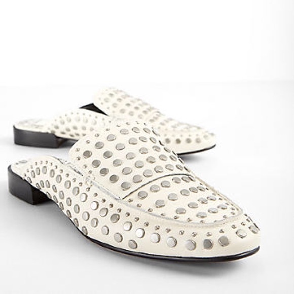 Cream Studded Flats Loafer - Picture 2 of 8