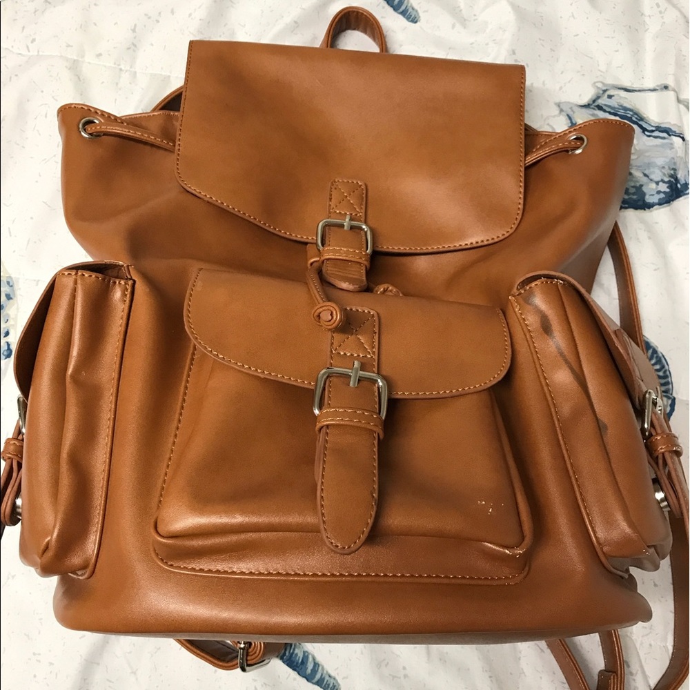 Faux leather backpack