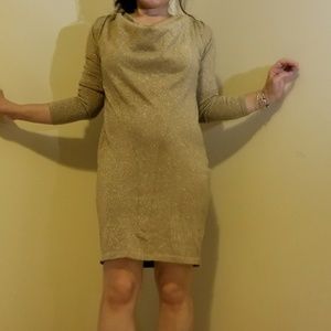 $$sold$$Metallic  long sleeves dress