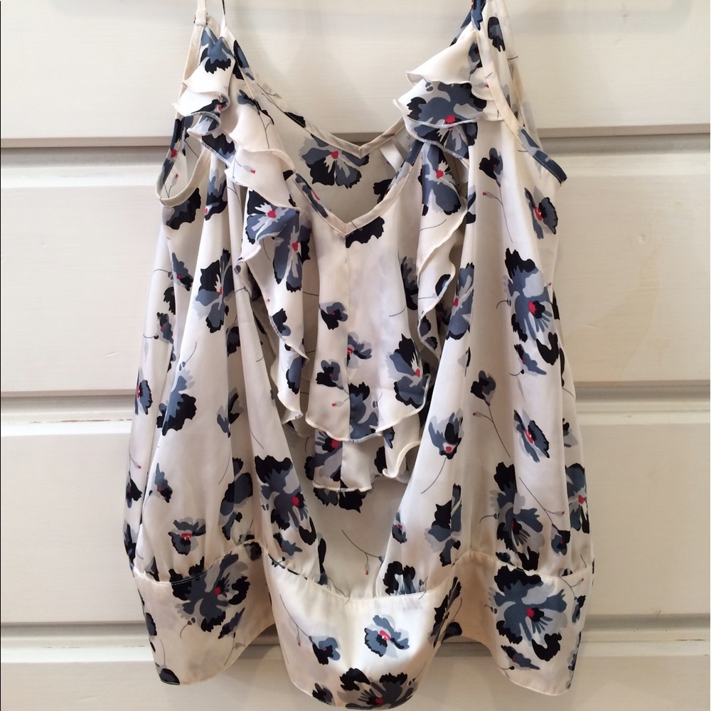 Silky Floral Ruffled Tank