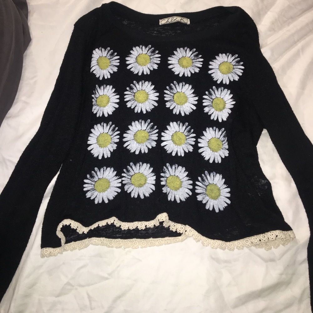 Flower long sleeve light sweater
