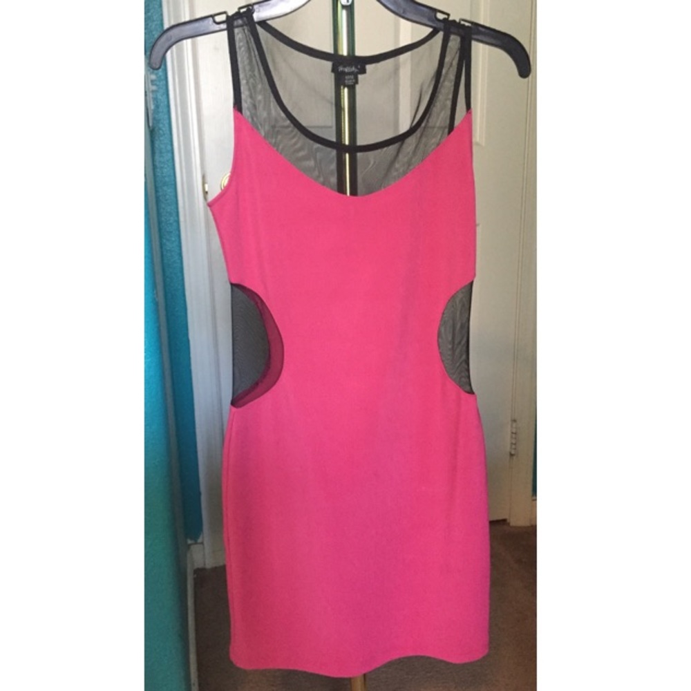 Hot pink cute dress mixed with mesh