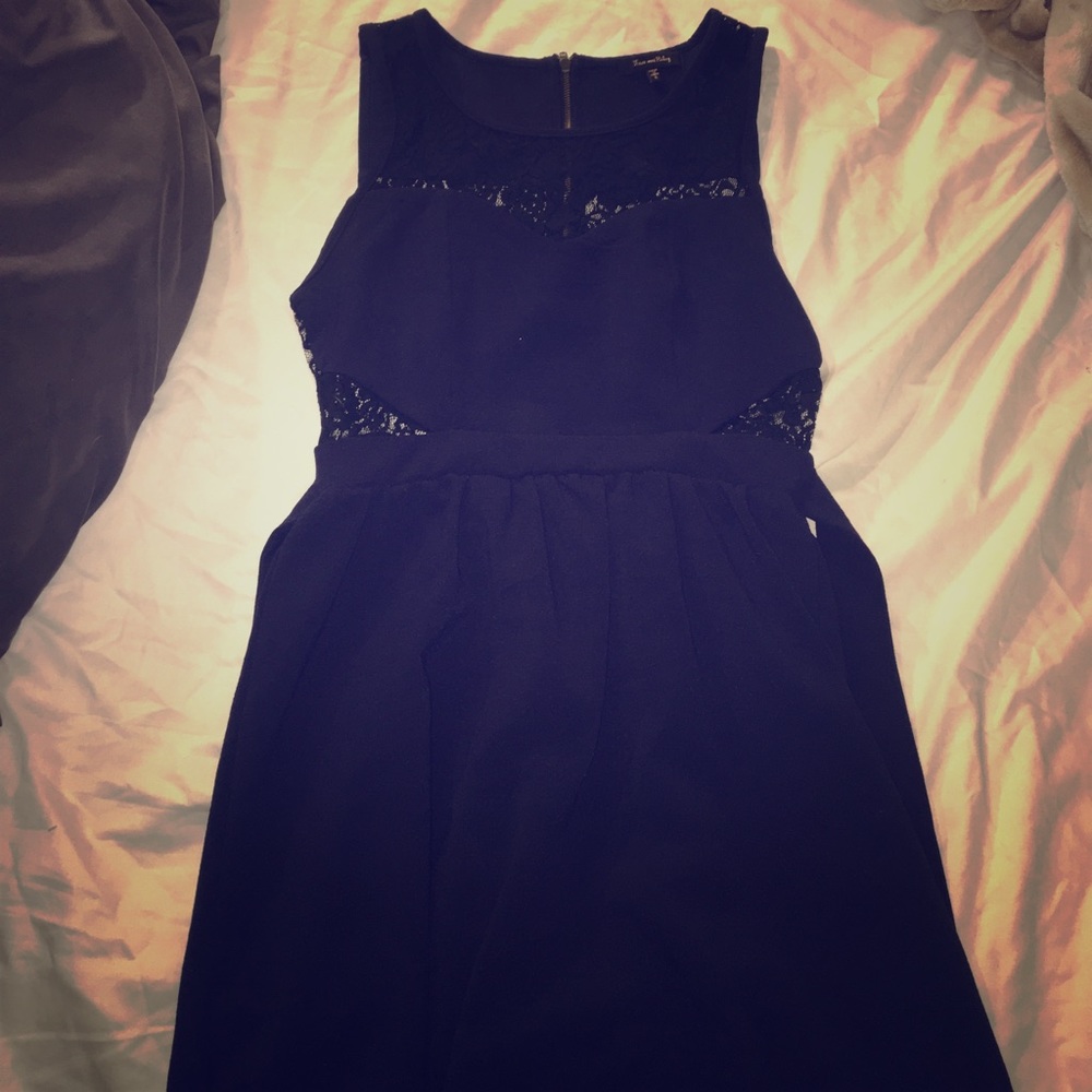 Deep blue lace top mid dress