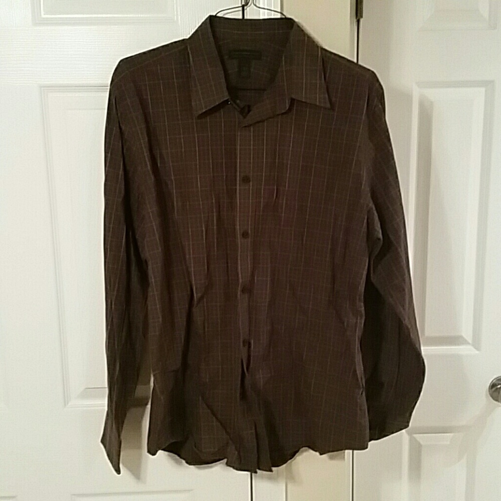 Express Premium Woven Cotton Plaid Button Shirt XL