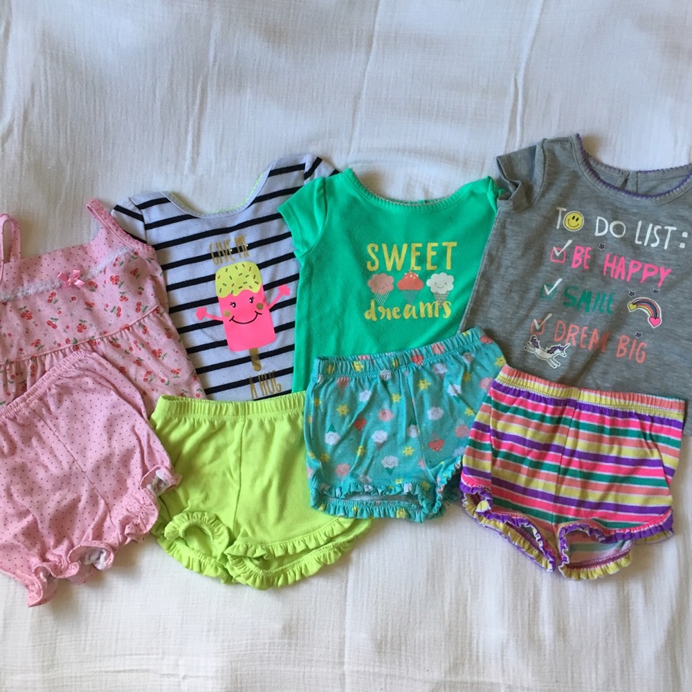 Lot of 4 Baby Girl Pajama Shorts Sets